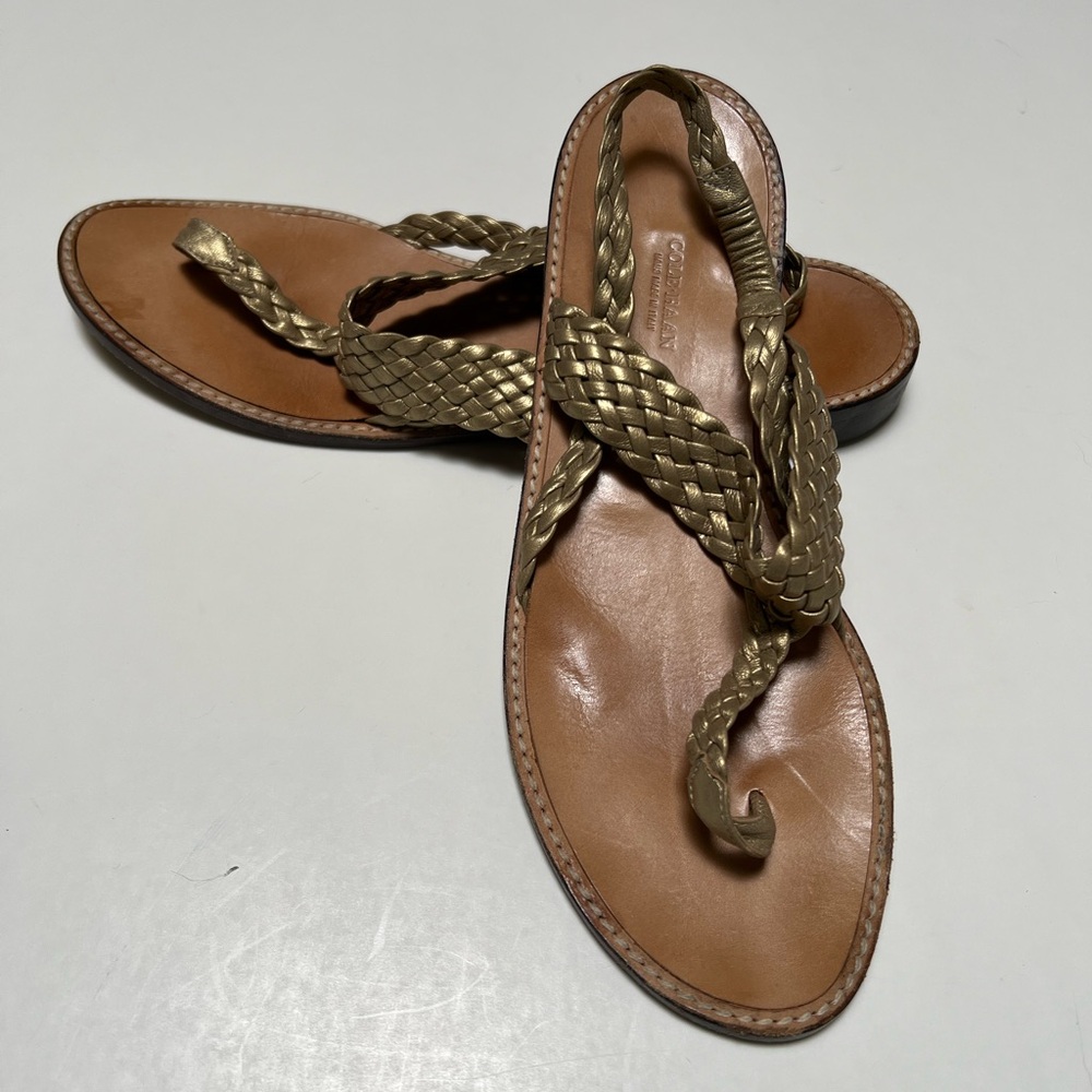 Cole Haan braided leather sandals.